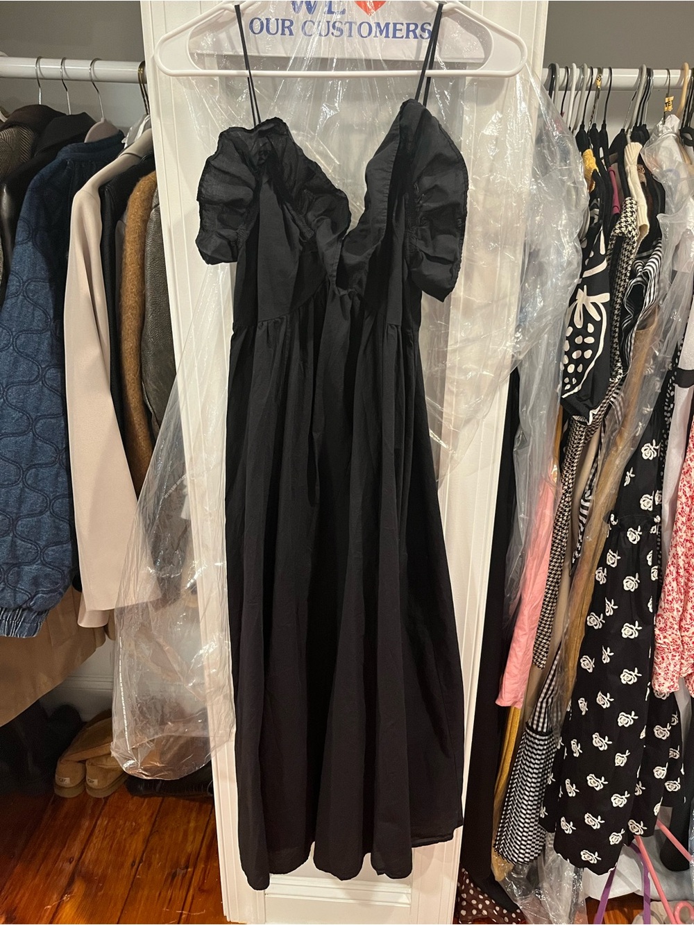 H&M Black Off-Shoulder Dress with Elastic Neckline